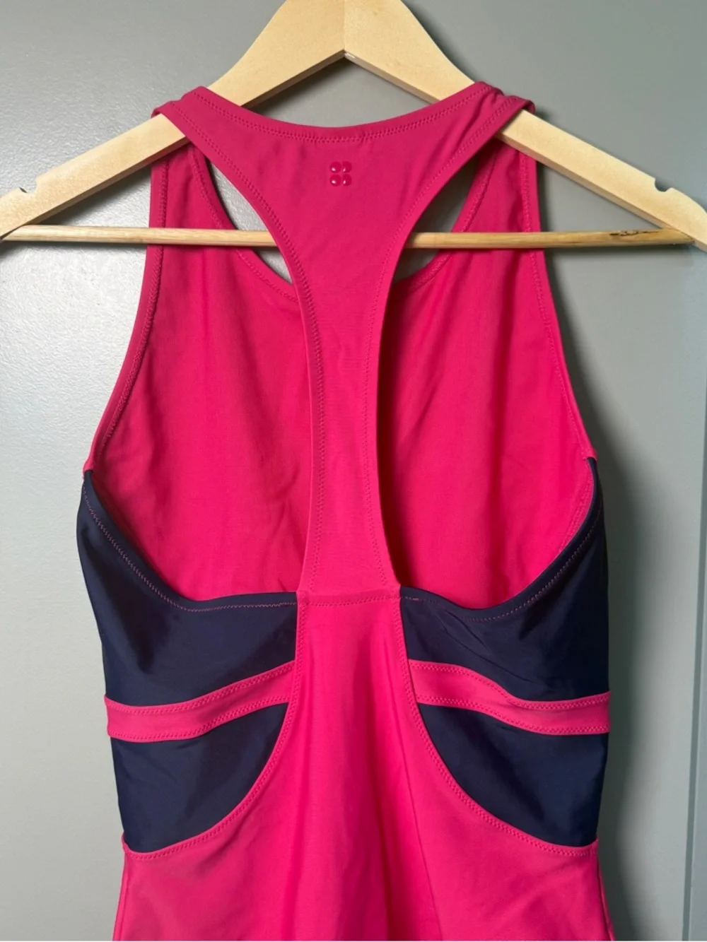 Sweaty Betty One-Piece Swimsuit | Colorblock | Hot Pink + Navy | Size L - Picture 5 of 8